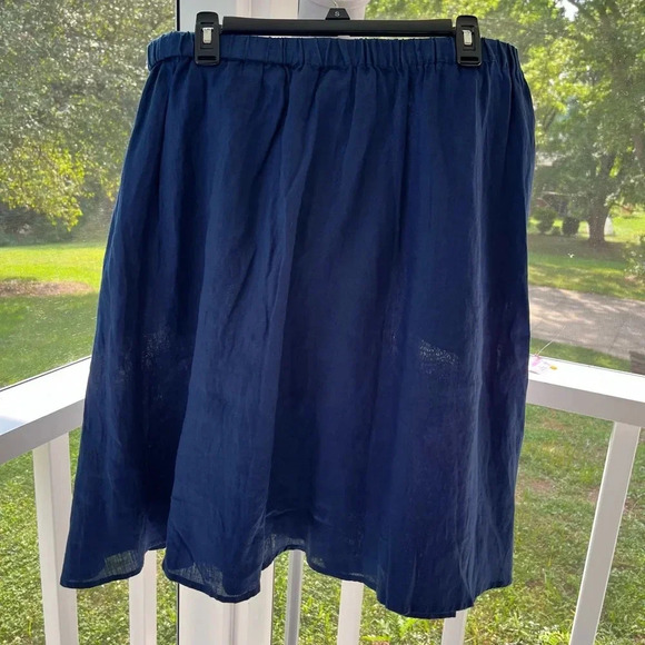 NWT St. Tropez blue knee length linen skirt XL - Picture 3 of 7